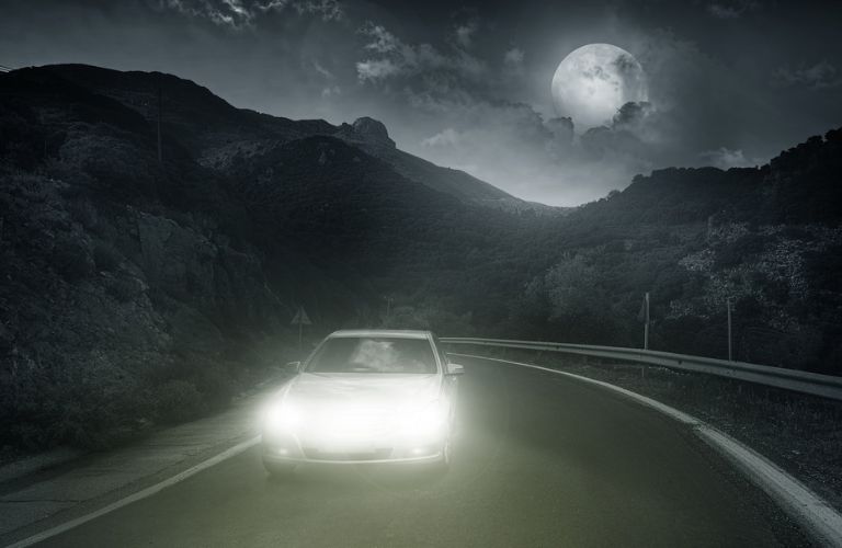 Driving at night with headlight on